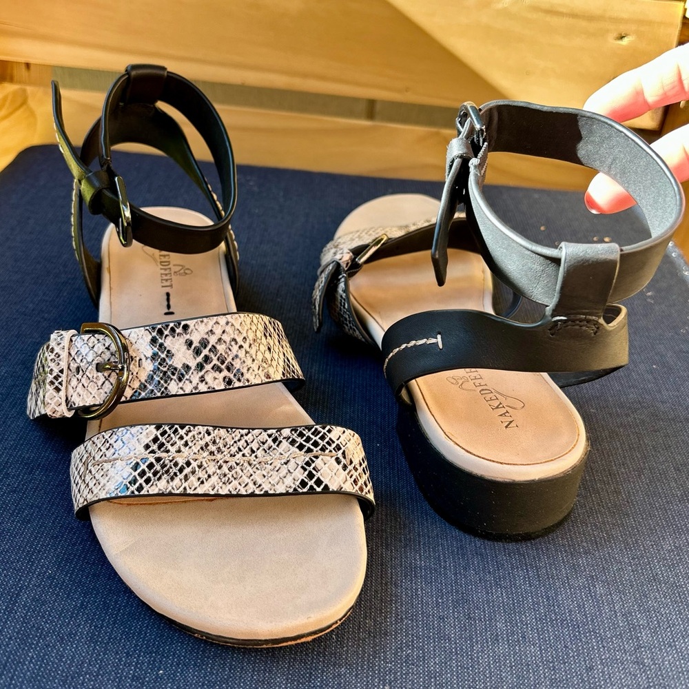 Naked Feet Zeke Snake Print Genuine Leather Strappy Sandals 10 - Picture 12 of 16